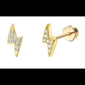 Tiny Lightning Bolt Studs with flattened backs